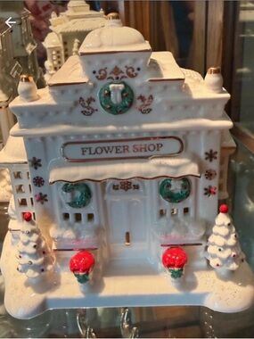 Lenox 2025 Flower Shop  with Green Wreaths and Red Accents